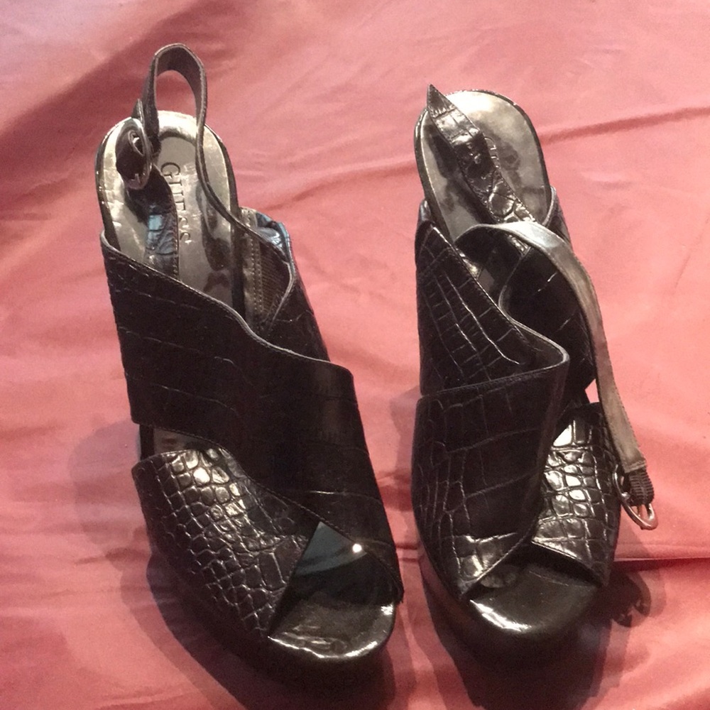 Guess brown croc heels